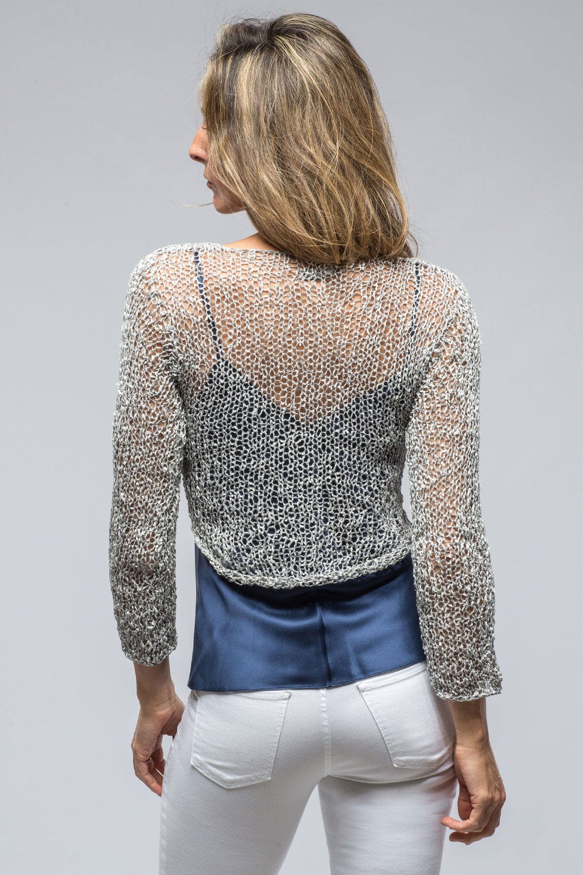 Marissa Loose Knit Crop L/S Top In Stone - AXEL'S