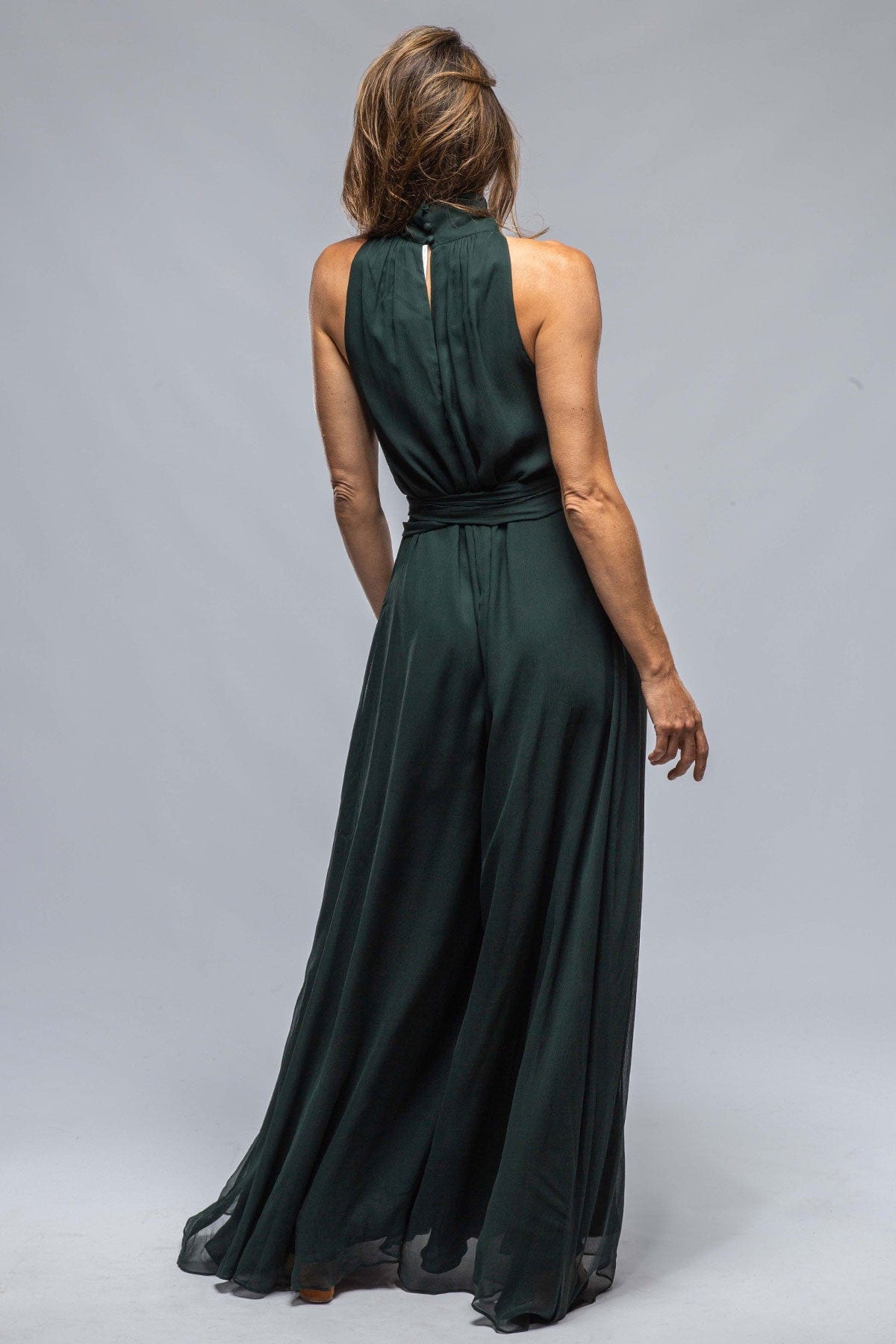 Voz Palazzo Jumpsuit, Silk Chiffon, in Forest M