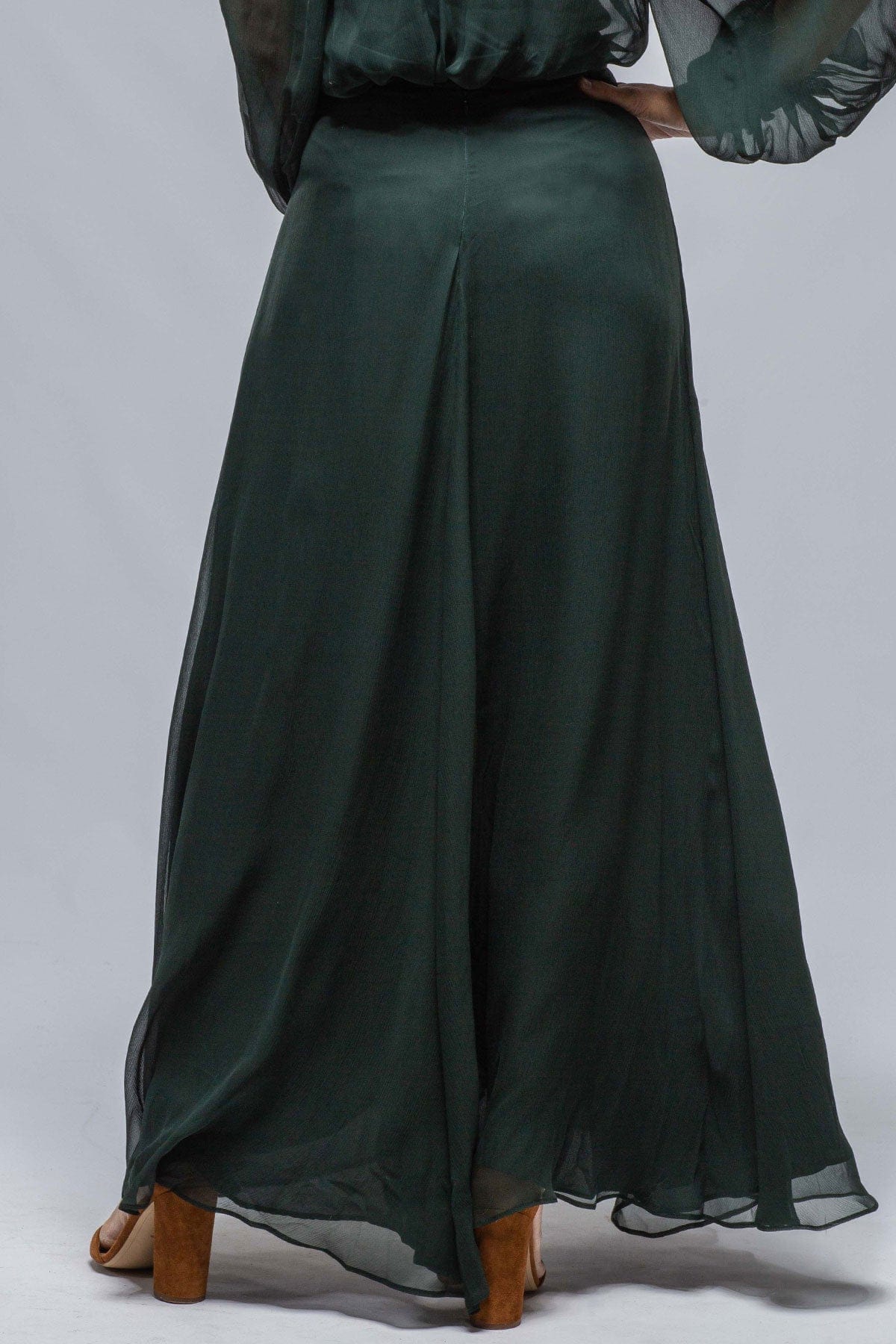 Sylvita Dbl Layer Silk Crinkle Chiffon Skirt In Forest - AXEL'S